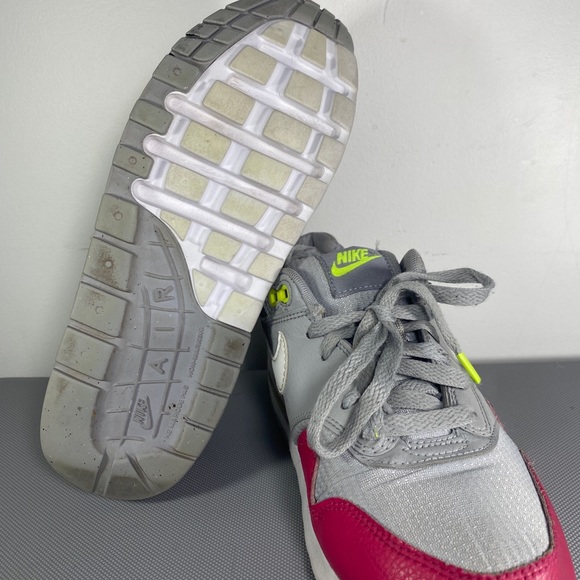 Nike Air Max 1 GS Wolf Grey Pink-Volt Youth US Size 6.5Y EUR 38.5 807602 016 - Picture 4 of 6